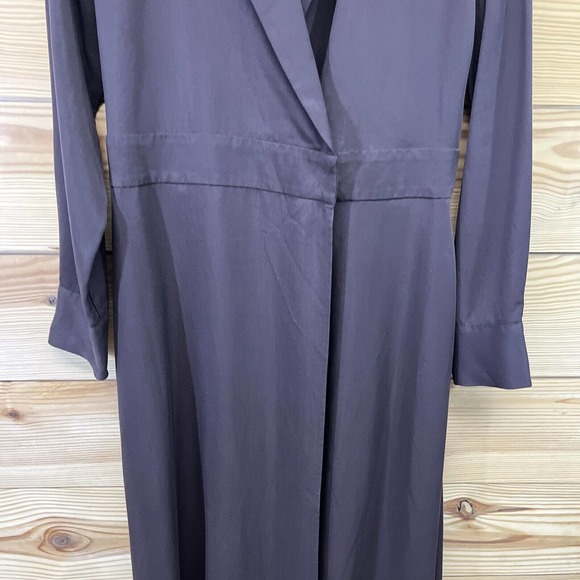 Soft Surroundings Quintessa Dress Small Brown Tencel Maxi LS Wrap V-Neck B84 - Picture 3 of 16